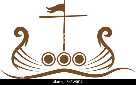 Viking ship icon logo design illustration vector Stock Vector