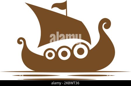 Viking ship icon logo design illustration vector Stock Vector