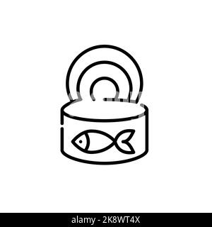 Canned fish. Pixel perfect, editable stroke icon Stock Vector