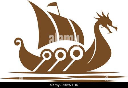 Viking ship icon logo design illustration vector Stock Vector