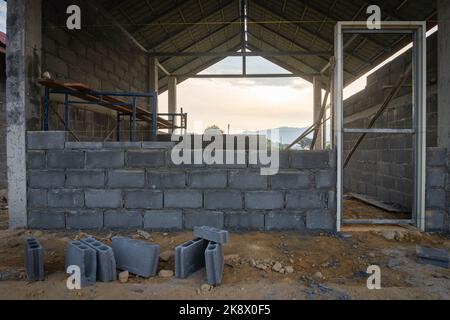 Home construction site working on progress Stock Photo