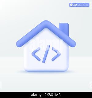 Home page Development icon symbols. Script Coding language, Website Programming, Software concept. 3D vector isolated illustration design. Cartoon pas Stock Vector