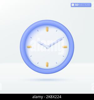 alarm clock icon symbols. Time-keeping, Reminder, Classic Table Clock, deadline concept. 3D vector isolated illustration design. Cartoon pastel Minima Stock Vector