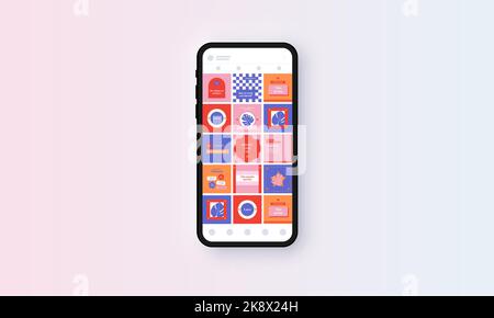 Template Screen Interface Application Posts for Social Media Stock Vector