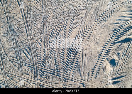 tire tracks left in dirt Stock Photo