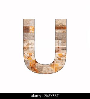 Alphabet letter U - Rustic tile background Stock Photo