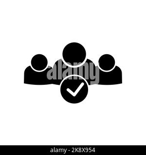 Join the community icon, Vector illustration membership friend checkmark people vector icon in black flat design on white background Stock Vector