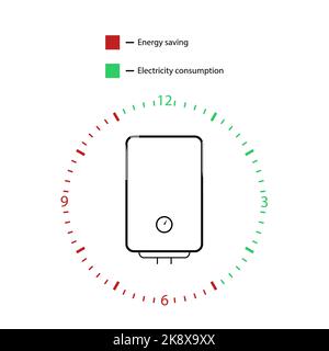 Water heater linear icon, Energy saving. Infographic vector icon isolated on white Stock Vector