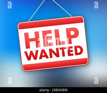 Help Wanted icon, Sign. Help Wanted label. Vector stock illustration Stock Vector