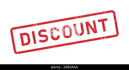 Grunge Discount word rubber stamp. Discount red sign sticker set. Grunge vintage square label. Vector illustration isolated on white background Stock Vector