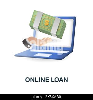 Online Loan icon. 3d illustration from fintech industry collection. Creative Online Loan 3d icon for web design, templates, infographics and more Stock Vector