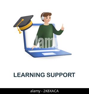 Learning Support icon. 3d illustration from e-learning collection. Creative Learning Support 3d icon for web design, templates, infographics and more Stock Vector