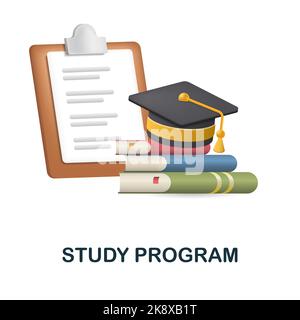 Study Program icon. 3d illustration from e-learning collection. Creative Study Program 3d icon for web design, templates, infographics and more Stock Vector