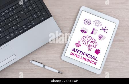 Artificial intelligence concept shown on a digital tablet Stock Photo