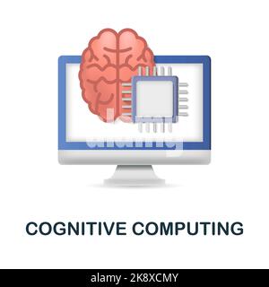 Cognitive Computing icon. 3d illustration from fintech collection. Creative Cognitive Computing 3d icon for web design, templates, infographics and Stock Vector