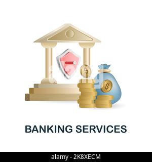 Banking Services icon. 3d illustration from fintech collection. Creative Banking Services 3d icon for web design, templates, infographics and more Stock Vector
