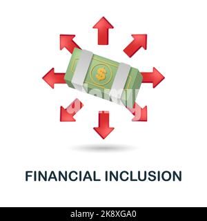 Financial Inclusion icon. 3d illustration from fintech collection. Creative Financial Inclusion 3d icon for web design, templates, infographics and Stock Vector
