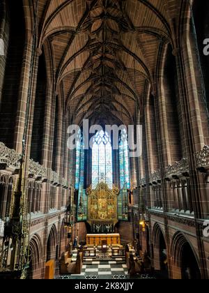 Interior of the majestic Liverpool Anglican Cathedral, UK Stock Photo
