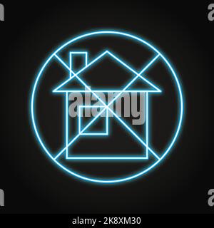 Homeless neon icon in line style. No home symbol. Vector illustration. Stock Vector