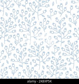 Pattern with simple line blueberry for fabric, wrap, background, wallpaper, package, web. Stock Vector