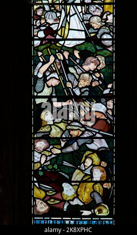 Answers To Prayers Pre-Raphelite Stained Glass Window Designed By William Morris, Edward Burne-Jones, Saint Michaels & All Angels Church Lyndhurst UK Stock Photo
