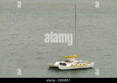 Aa aerial view of boat floating in sea Stock Photo - Alamy