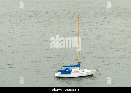 Aa aerial view of boat floating in sea Stock Photo - Alamy