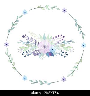 Vector pastel flowers collage. Hand drawn floral elements background. For cards, invitations, save the date cards Stock Photo