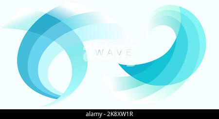 Abstract blue waves on white background. Stock Vector