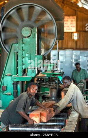 Ghana, Takoradi. Factory workers of Dupaul Lumber Export a sawmill that ...