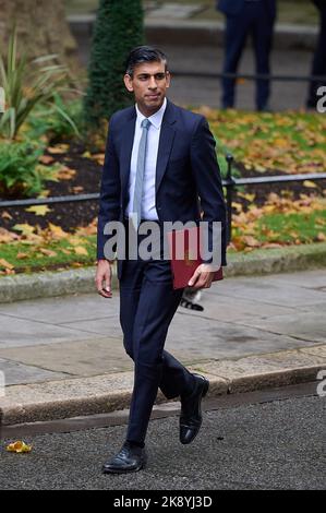 London, UK . 25 October, 2022 .  Rishi Sunak giving his first speech in Downing Street after taking over as British Prime Minister held at the Downing Street. Credit:  Alan D West/Alamy Live News Stock Photo