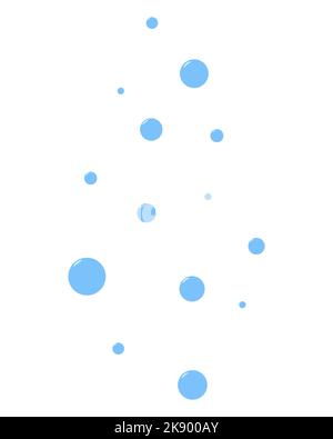 Bubbles. Small blue balls rise up. Round air bubbles. Color vector illustration. Outlines on an isolated background. Stock Vector