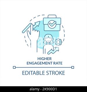 Higher engagement rate turquoise concept icon Stock Vector