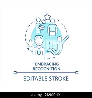 Embracing recognition turquoise concept icon Stock Vector