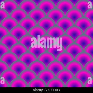 Round scales of psychedelic color, punchy vector forms and colors that demand attention, seamless Stock Vector