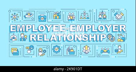 Employee employer relations word concepts turquoise banner Stock Vector