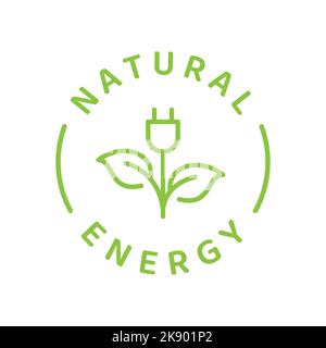 Green energy vector label. Sustainable, natural and renewable resources logo badge. Stock Vector