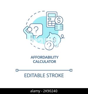 Affordability calculator turquoise concept icon Stock Vector