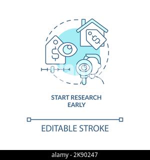 Start research early turquoise concept icon Stock Vector