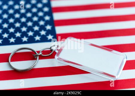 Blank frame on american flag background. copy space for a design or text Stock Photo
