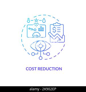 Cost reduction blue gradient concept icon Stock Vector