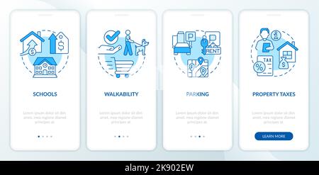 Best neighborhoods blue onboarding mobile app screen Stock Vector