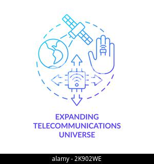 Expand telecommunication universe blue gradient concept icon Stock Vector