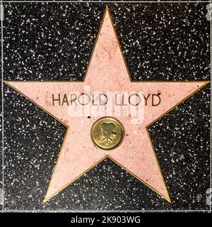 Los Angeles, USA - June 24, 2012:  Harold Lloyds star on Hollywood Walk of Fame in Hollywood, California. This star is located on Hollywood Blvd. and Stock Photo