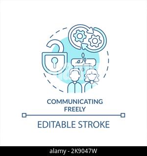 Communicating freely in workplace turquoise concept icon Stock Vector