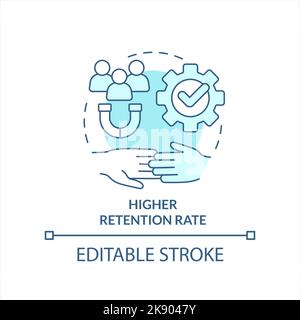 Higher retention rate turquoise concept icon Stock Vector