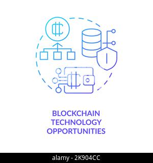 Blockchain technology blue gradient concept icon Stock Vector