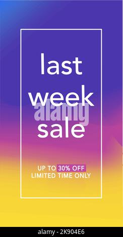 vertical banner last week 30 percent off everything gradient Stock Vector