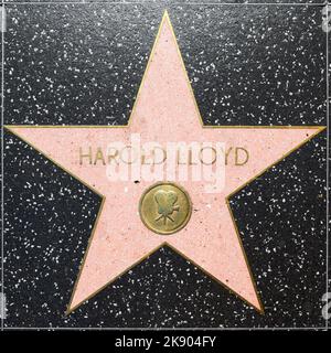 LOS ANGELES, USA - JUNE 26, 2012: Harold lloyds star on Hollywood Walk of Fame  in Hollywood, California. This star is located on Hollywood Blvd. and Stock Photo