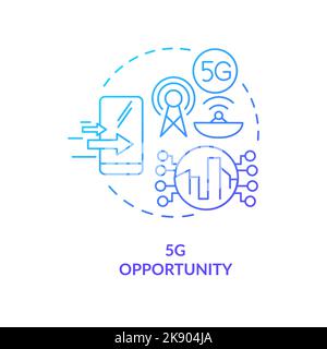 Fifth generation opportunity blue gradient concept icon Stock Vector